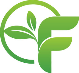 Letter F Leaf Logo