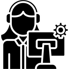 Solid Glyph Help Desk Icon