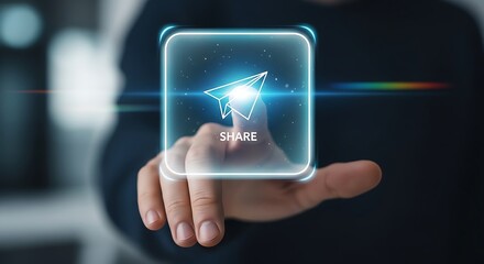 Businessman Hand Touching Digital Screen with Message Icon. Concept of Sending Email or Instant Messaging.

