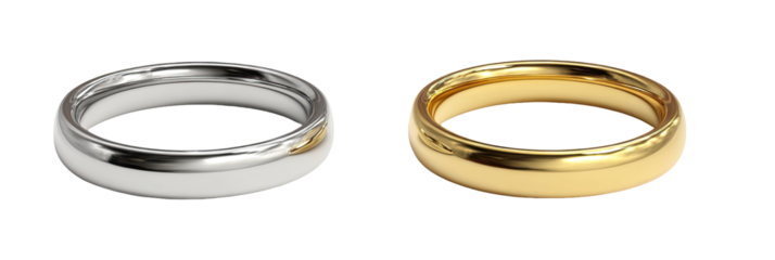 Two simple, smooth bands, one white metal, one gold