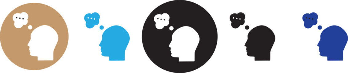 Thinking icon thin flat outline style