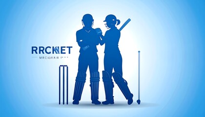 Female cricket players silhouette