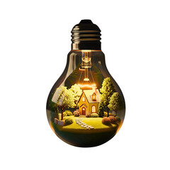 Innovative Bulb with Architecture Concept Symbolizing Creative Lighting and Design Solutions, PNG Transparent Background,