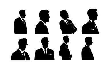 Profile Silhouettes of Businessmen in Formalwear