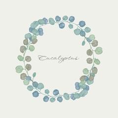 Eucalyptus Watercolor Wreath Elegant Greenery Botanical Frame