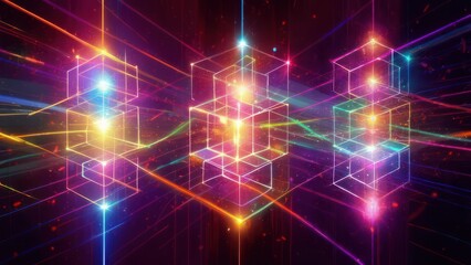 Fototapeta premium Abstract glowing cubes in a network