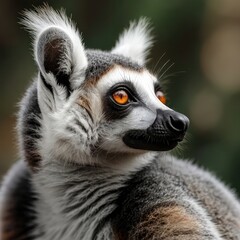 Obraz premium Portrait of a Ring-Tailed Lemur in Jungle on transparent background ,close up of a lemur