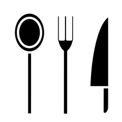 Black Silhouette Kitchen Utensils Vector Icon Set – Spoon, Fork, Knife