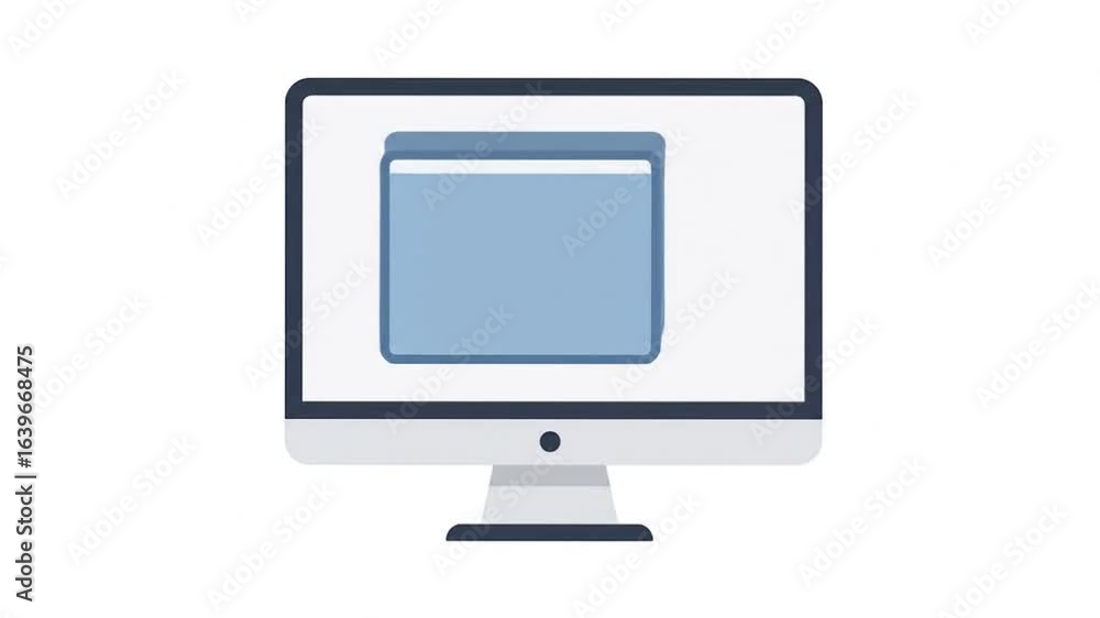 Poster computer screen displaying multiple folders on white background