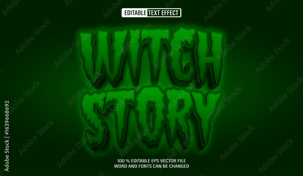 Poster editable 3d text style effect - witch story text effect template