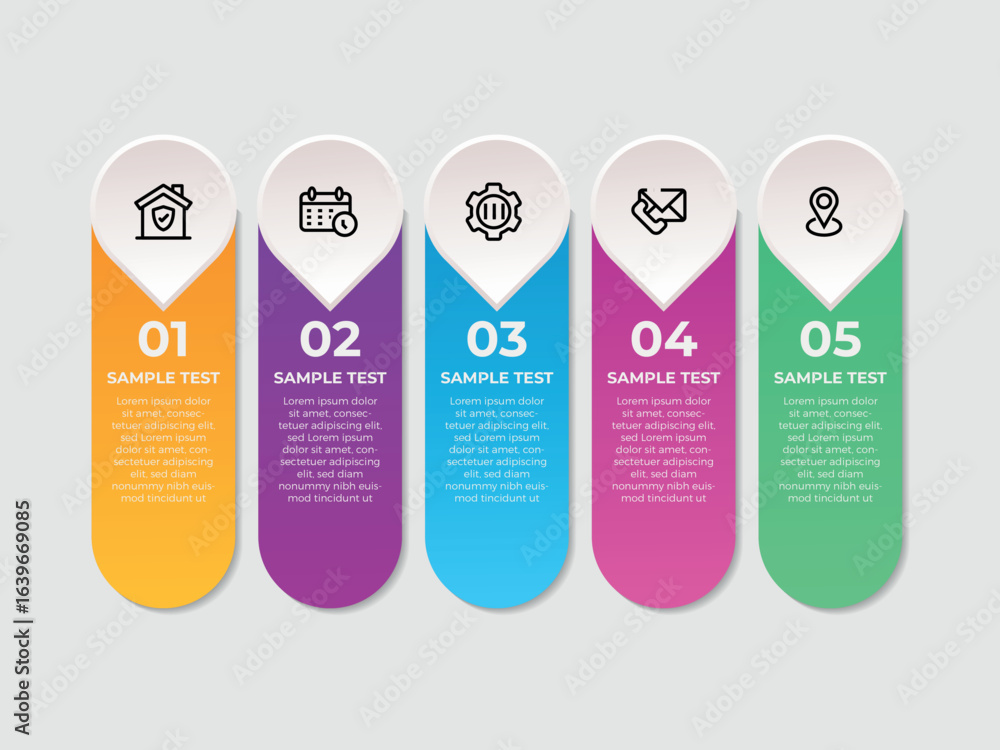 Poster vector infographic label template with icons.5 options or steps. infographics for business concept. 