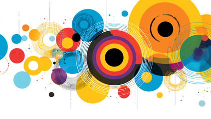 Fototapeta premium Colorful vector design of abstract circles and rings on white background