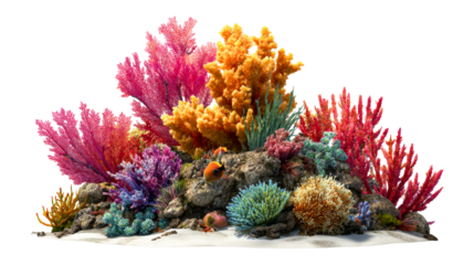 Vibrant Coral Reef Ecosystem with Tropical Fish and Sandy Seabed