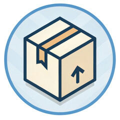 Cardboard box with arrow isolated on transparent background
