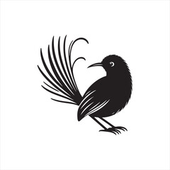 Fototapeta premium Elegant Lyrebird Bird Vector Silhouette Illustration Featuring Long Flowing Tail Feathers, Detailed Avian Shape, Perfect for Wildlife Art, Nature Designs, Logos, and Ornamental Decorative Graphic Proj