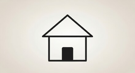 Simple black line drawing of a house, minimalist home icon.