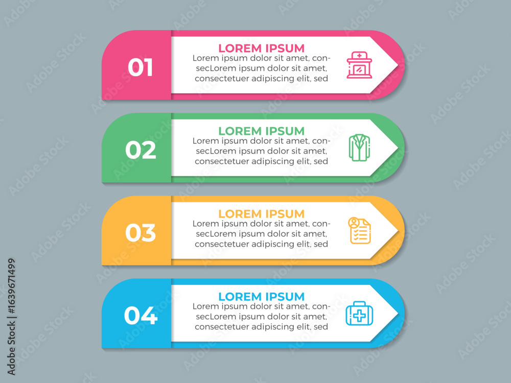 Poster vector infographic design business template with icons and 4 options or steps. can be used for proce