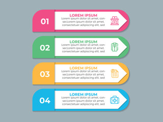 Vector Infographic design business template with icons and 4 options or steps. Can be used for process diagram, presentations, workflow layout, banner, flow chart, info graph