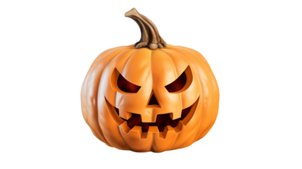 Spooky carved Halloween pumpkin with menacing grin, ready for thrilling trick-or-treating adventures and festive autumn celebrations, embracing the eerie spirit