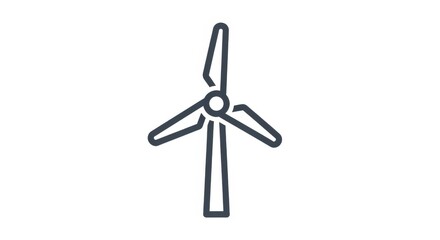 Simple graphic illustration of a wind turbine generating clean energy on a white background.
