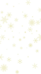 Yellow snowflakes falling on a transparent background.