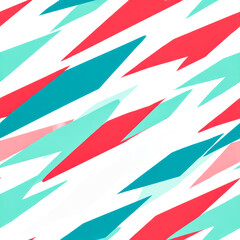 Fototapeta premium Dynamic geometric abstract pattern in vibrant red, teal, and pink shades