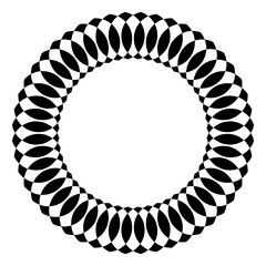 round frame on white background Stylish Minimal Leaf  - Black Symmetrical Pattern - Modern Graphic Design Element - Use in Packaging and Social Media Graphics - Perfect for Artists and Advertisers