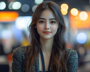 Confident Asian executive exuding professionalism and global influence
