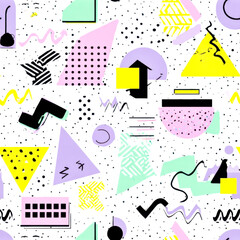 Abstract geometric pattern with pastel colors and playful shapes