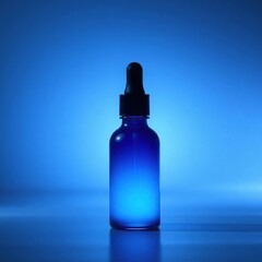 Blue Glass Dropper Bottle Studio Shot.