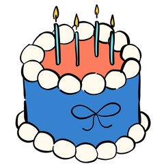 Cute Handdrawn doodle Cake Illustration