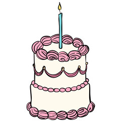 Cute Handdrawn doodle Cake Illustration