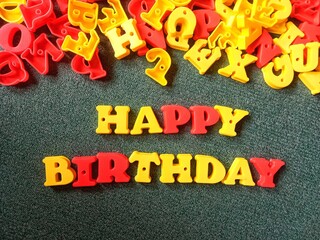 happy birthday poster design landscape with 3d text