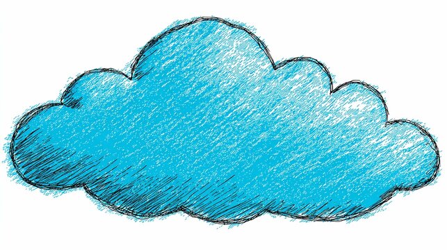 Blue cloud illustration, hand-drawn graphic, against white background