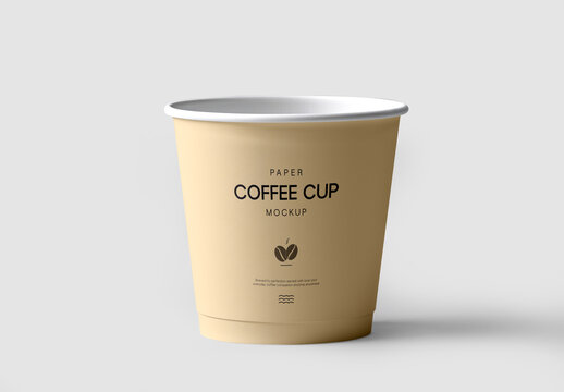 Realistic Paper Coffee Cup Mockup