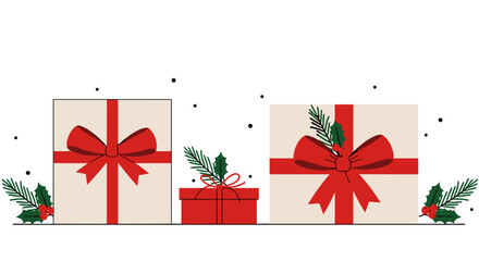 Festive holiday gift boxes cozy home setting digital illustration celebratory atmosphere warm color palette. Vector illustration