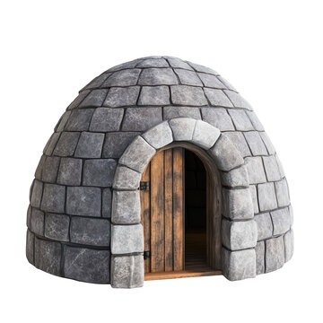 Stone Igloo Winter Shelter Wooden Door Entrance