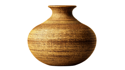 Woven vase PNG on a transparent background