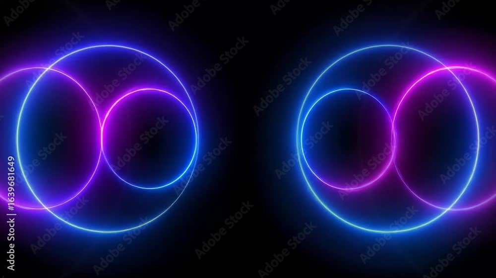Poster neon circles abstract motion background - seamless looping animation with vibrant colors