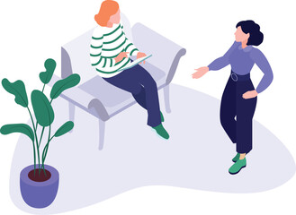 Therapy Session Illustration Patient and Therapist in a Consultation