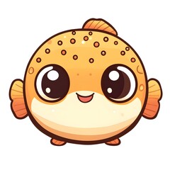 Cute, cartoonish puffer fish illustration.