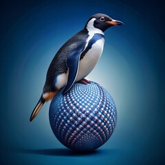Naklejka premium penguin on the ball 