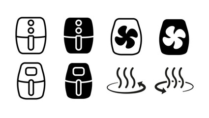 AirFryer vector icon set. Air-fryer symbols