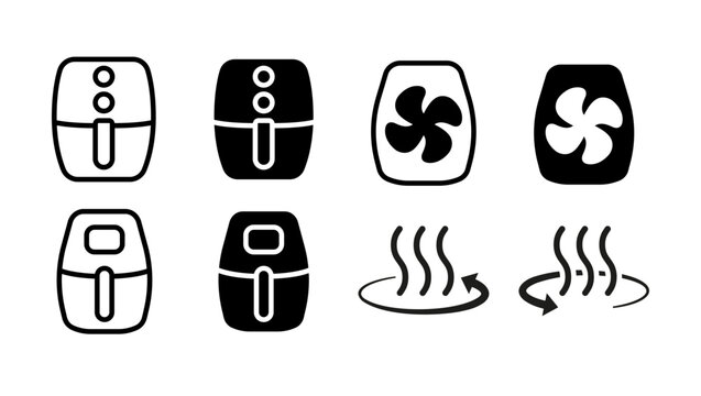 AirFryer vector icon set. Air-fryer symbols