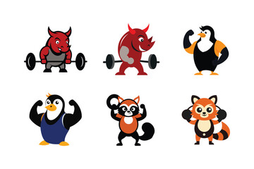 Obraz premium Impressive animal fitness and lifestyle mascot logo designs for gym and health Color Vector illustration 