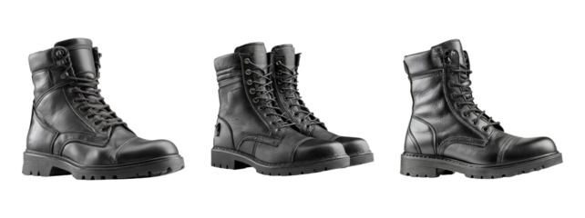 Stylish Black Leather Military Boots for Outdoor and Tactical Use