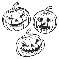 Vector illustration of a spooky Halloween pumpkin, a classic symbol of the autumn holiday with a scary carved face