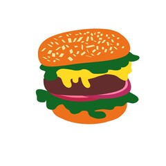 Flat Vector Hamburger for Food Delivery Concept