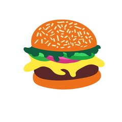 Flat Design Hamburger Icon Isolated on White Background