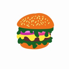 Flat Design Hamburger Icon Isolated on White Background